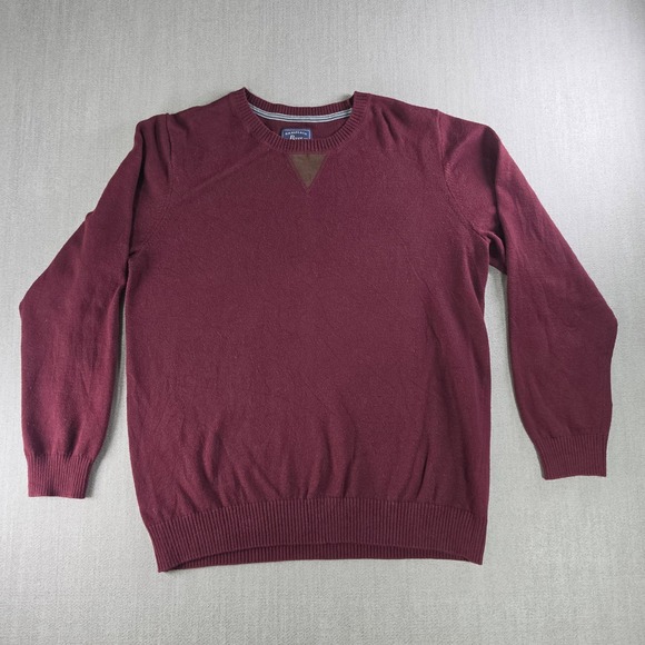 G.H. Bass & Co. Other - G.H. Bass & Co. Sweater Mens Medium Burgundy Crewneck Cotton Blend Faux Suede V
